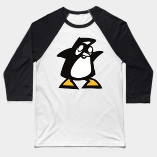 Black and White Graffiti Penguin Baseball T-Shirt